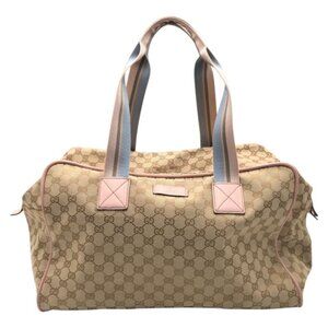 Gucci GG Pattern Brown Pink GG Canvas Boston Bag